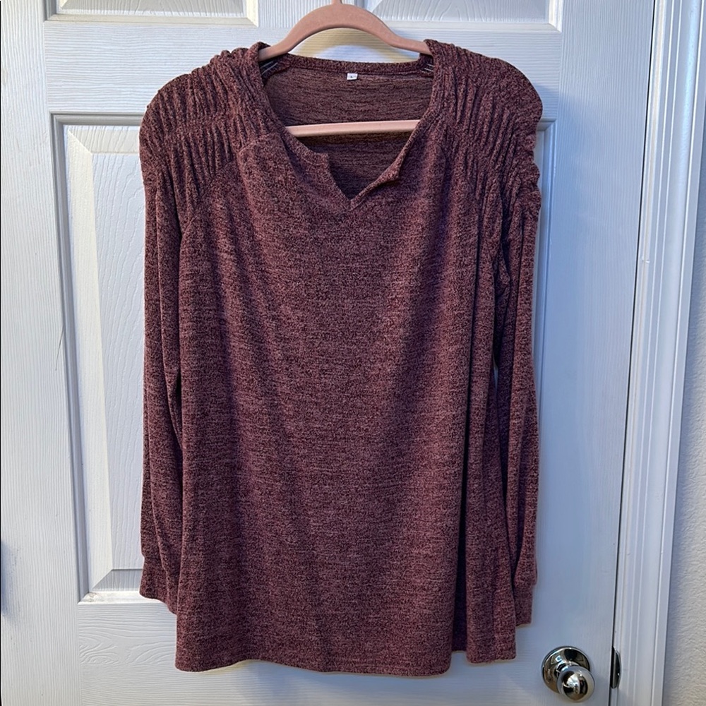 Women's Maroon Long Sleeve Top